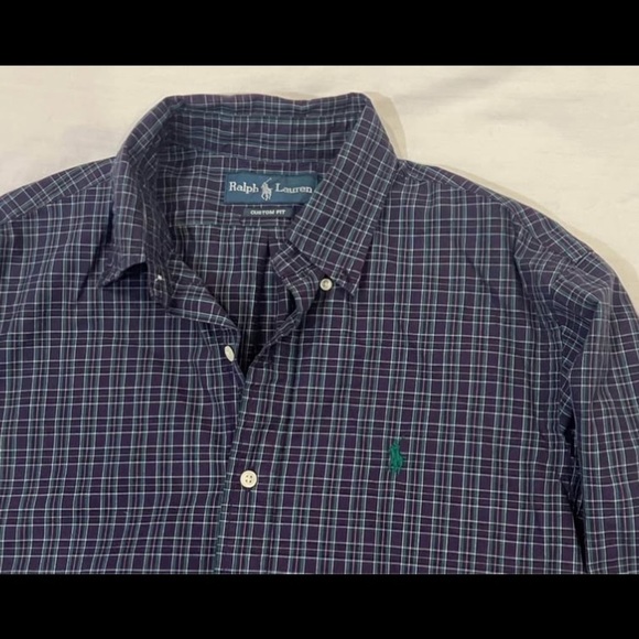 Ralph Lauren Casual Blue and Green Button Down Shirt - Picture 1 of 16